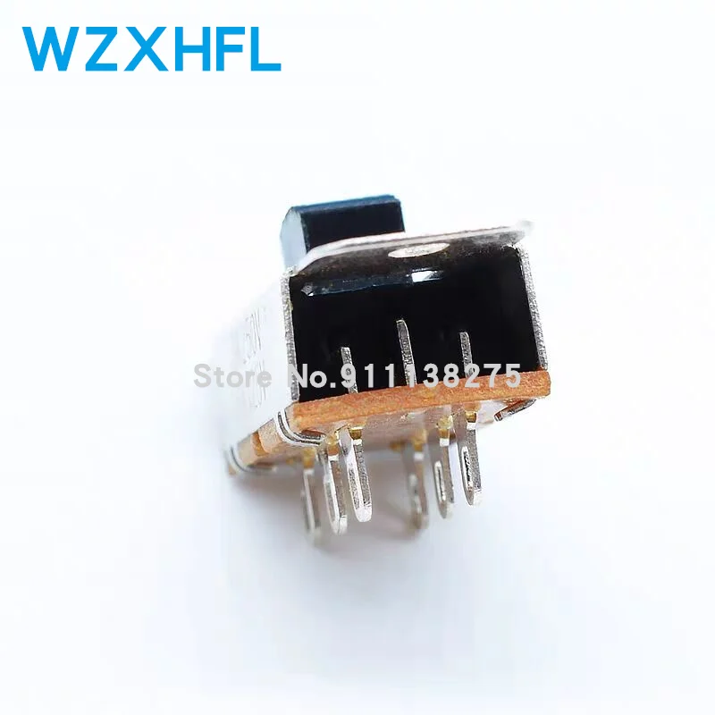 10PCS SS-23F19 2P3T-G5Double pole three throw 3 position slide switch 6 solder lug pin DIP type without fixed pin SS-23F19  G8MM