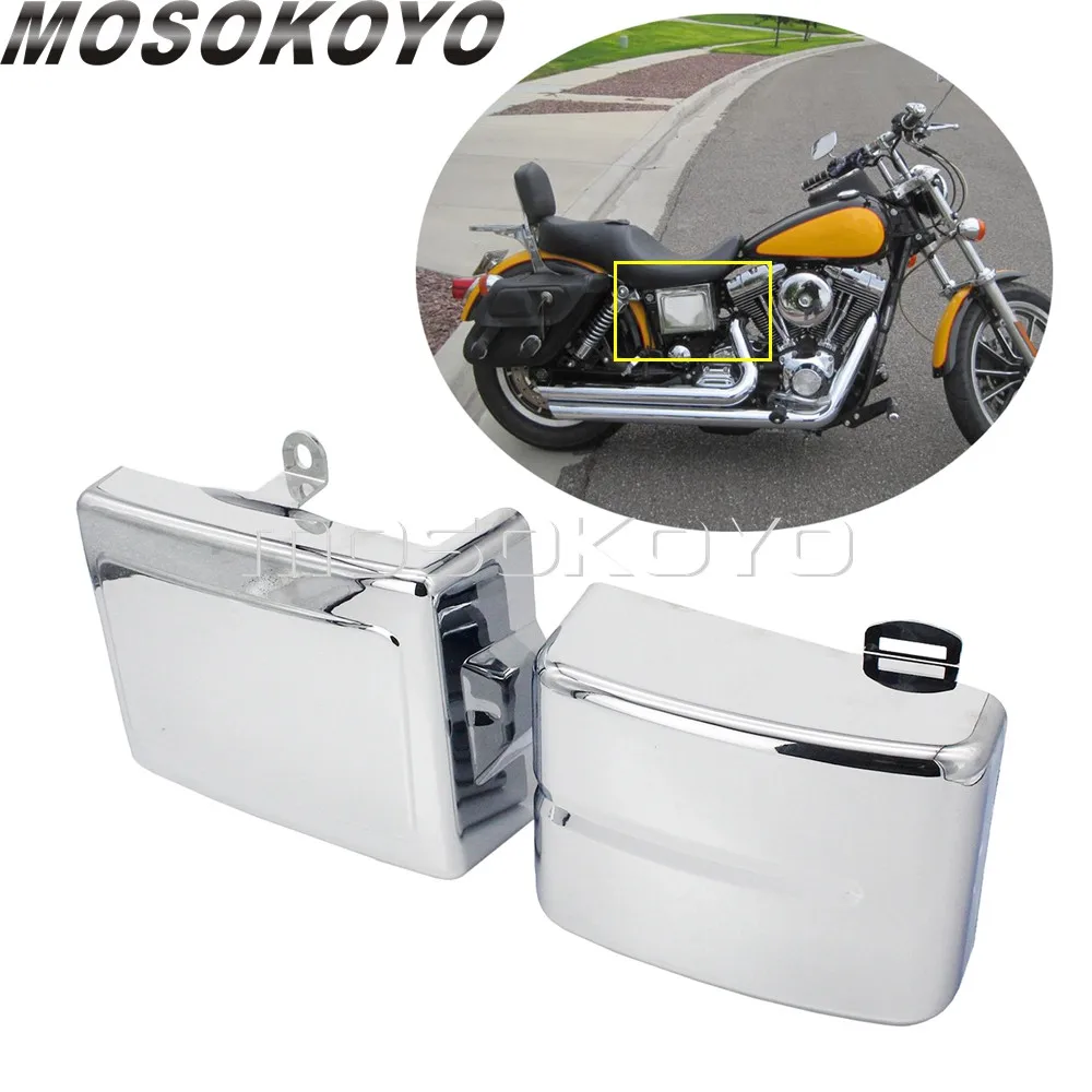 For Harley Dyna Switchback FLD Low Rider S Motorcycle Chrome Left Right Battery Guards Cover 2012-2017 Wide Super Glide Fat Bob