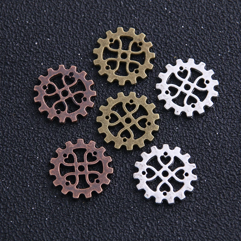 12pcs/lot 18mm Three Color gears Vintage Zinc Alloy Mix Gear Charm Jewelry Pendant Findings for Jewelry Making