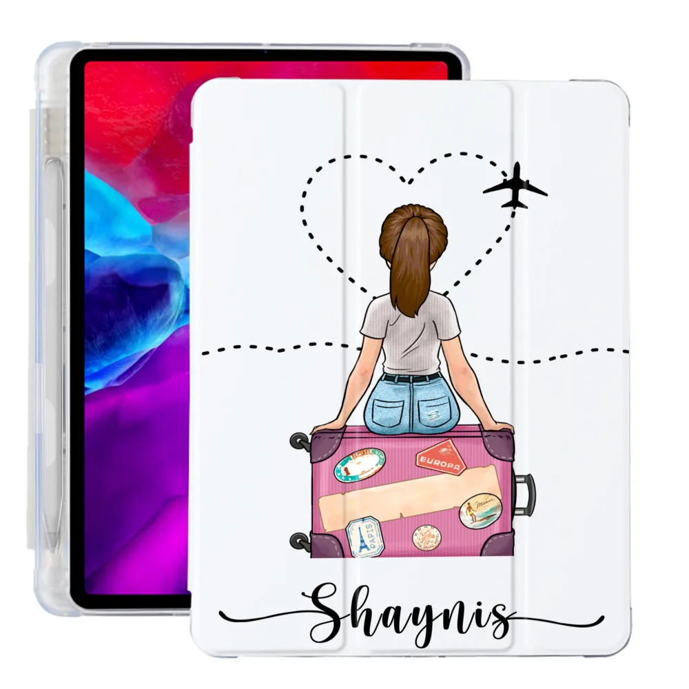 Imagem -06 - para Capa de Ipad Nome Personalizado de Viagem para Ipad Air com Porta-lápis 102 Polegadas 8ª Geração 7ª 97 5ª 6ª 129 Pro Mini 5