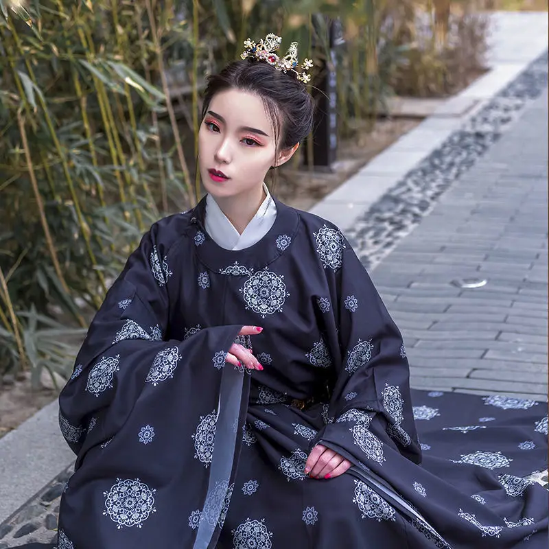 Men Hanfu Fashion Ming Dynasty Wide Sleeve Robe Round Neck Gown Dress Elegant Traditional Chinese Clothing For Women Set