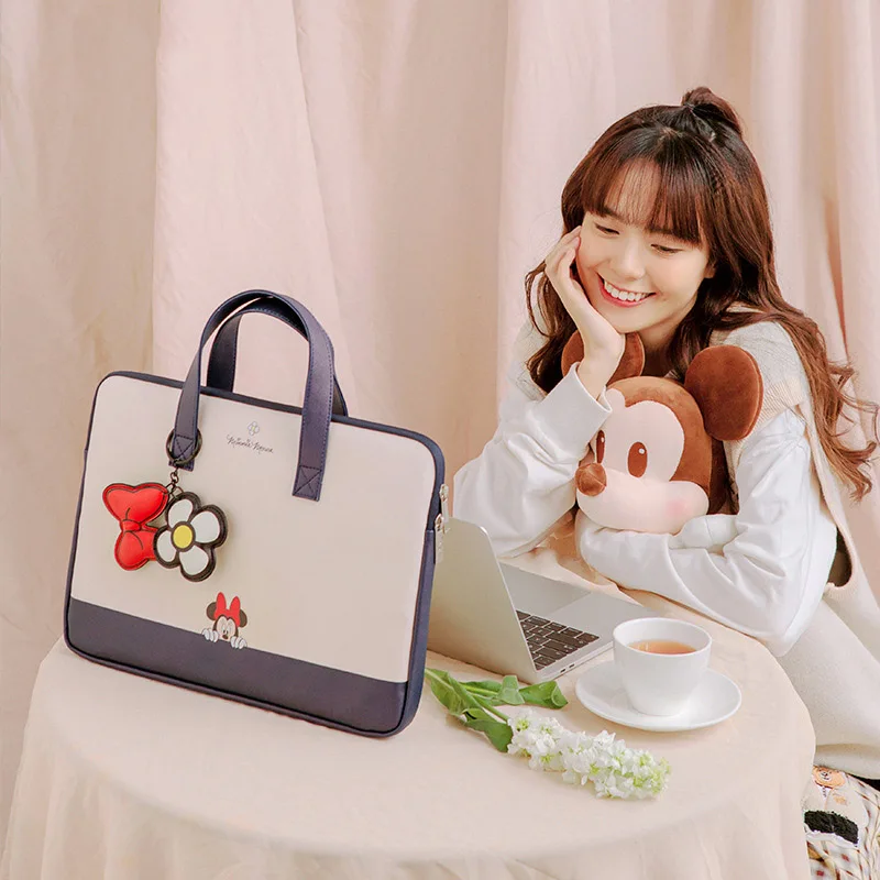 Disney PU Leather Laptop Bag Cartoon Mickey Mouse 13 14 15 Inch Notebook Bag Sleeve For Apple Huawei Lenovo Macbook Case Handbag