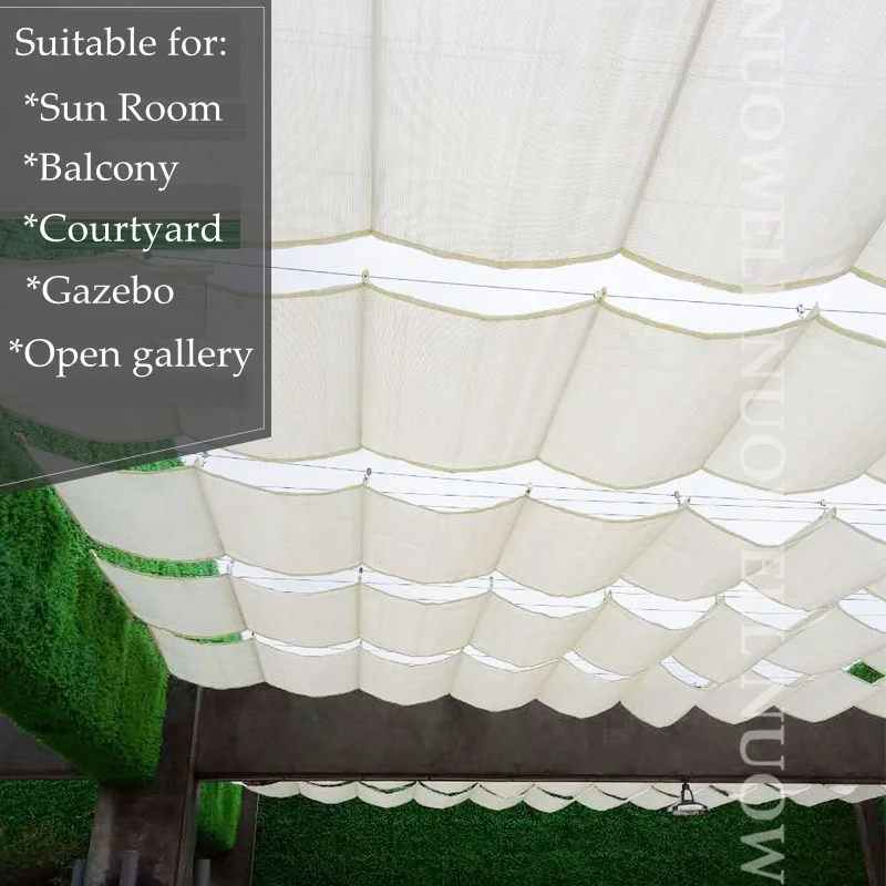 Width 0.8m Telescopic Wave Sunshade HDPE Anti-UV Shading Net Customize Home Terrace Balcony Privacy Canopy Shadow