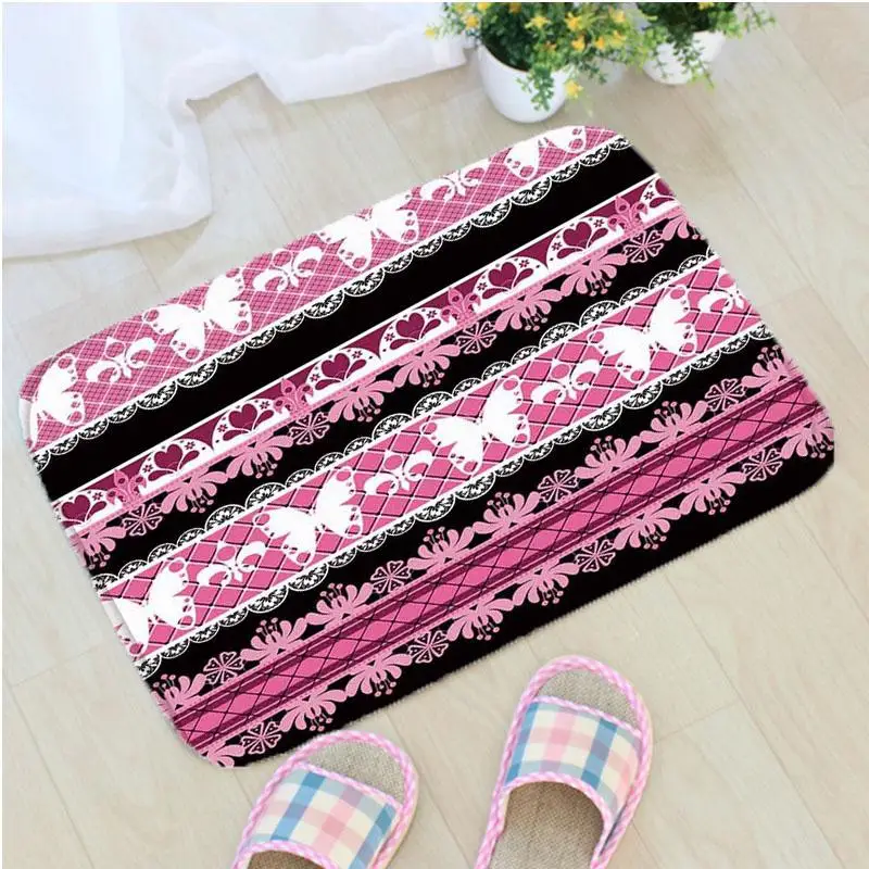 Colorful Geometric Doormat Flannel Pink Geometric Printing Non-slip Floor Mat Home Decor Door Mat Deurmat Badmat Tapis de bain