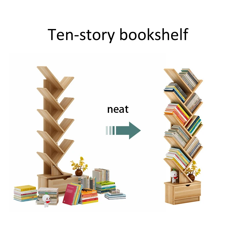 Ten-Layer Tree-Shaped Bookshelf Storage Rack Wear-Resistant And Waterproof Bookcase Simple Shelf