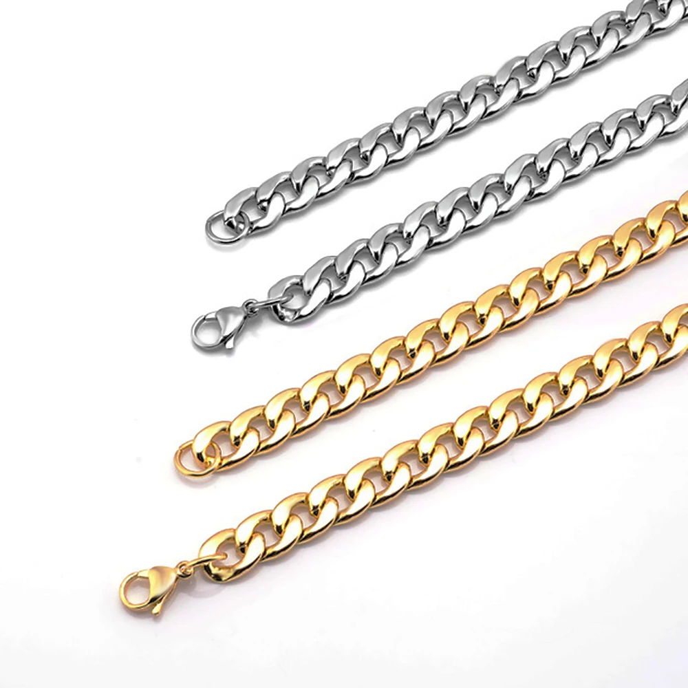 1 piece No fade Flat Curb Chain Necklace Stainless Steel Chain For Necklace or Bracelet Width 5.5/6.5/7.5mm