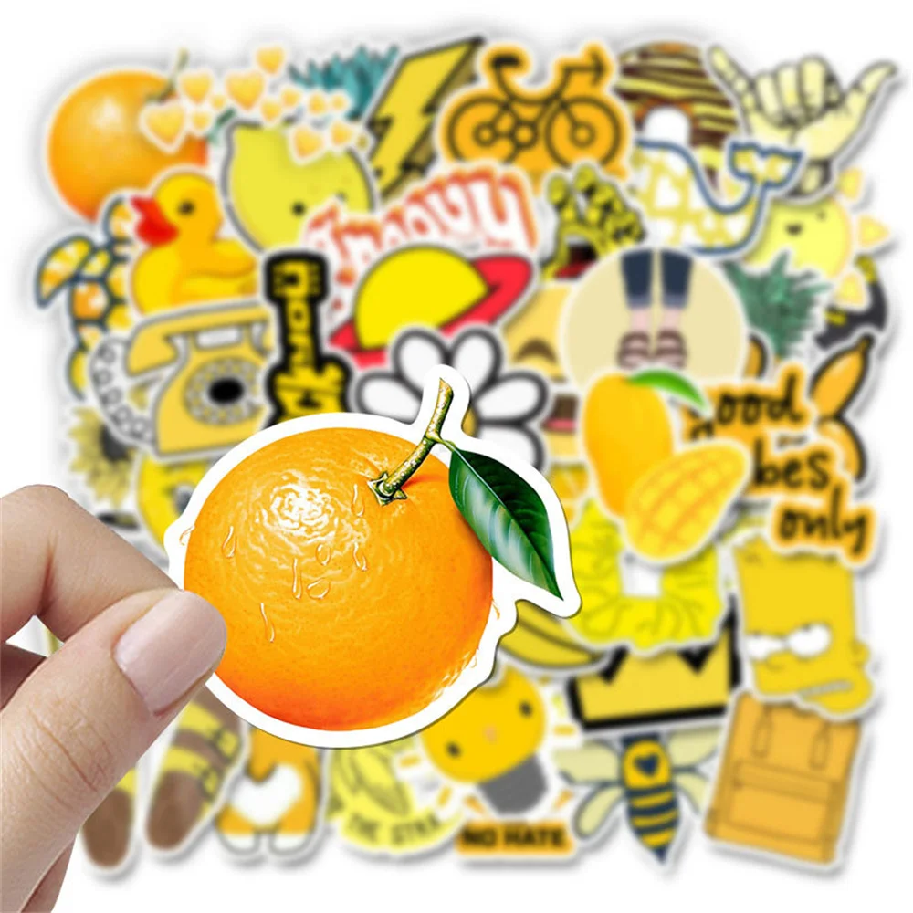 10/30/50PCS Small Fresh Yellow Cute Cartoon Graffiti Waterproof Sticker Suitcase Notebook Skateboard RefrigeratorHelmetWholesale