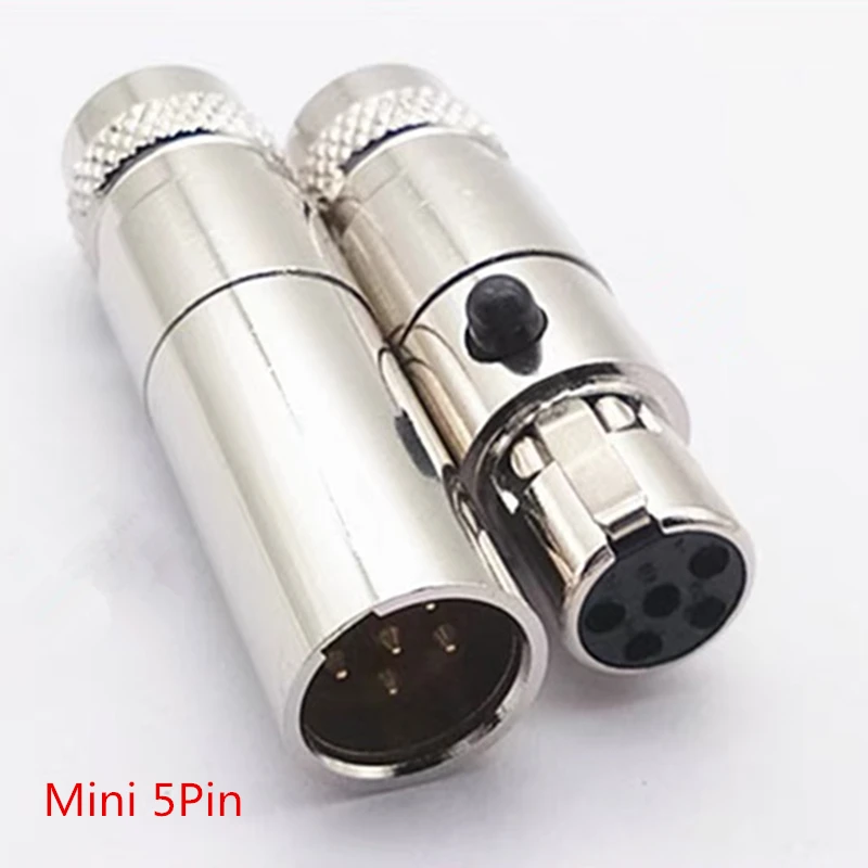 2Pcs/lot Mini XLR 3 4 5 6 Pin Female Plug + Male Socket Small XLR Audio Microphone Connector DIY MIC for Cable Soldered Straight