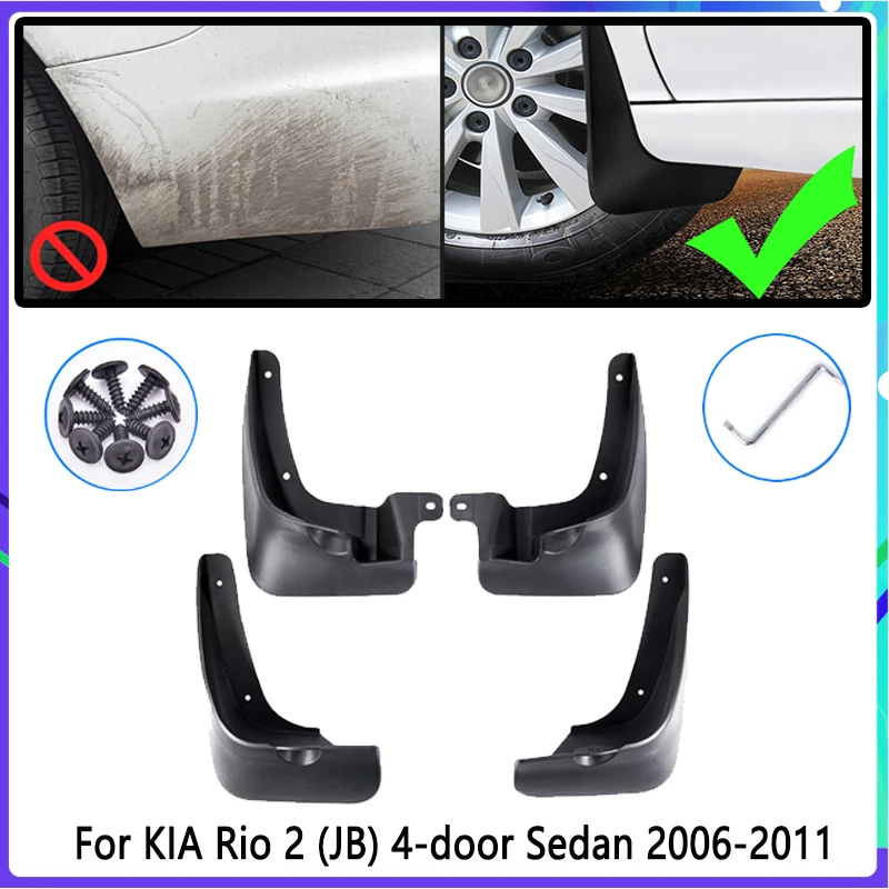 4 PCS Car Mud Flaps for KIA Rio 2 JB Sedan Saloon 2006~2011 2009 Mudguard Splash Guards Fender Mudflaps Auto Accessories