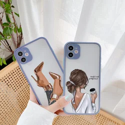 Girl Boss Women Coffee Phone Case For iphone 15 14 13 12 11 Pro Max Mini 15 14 7 8 Plus X XS XR SE2 Fashion Lady High Heel Cover