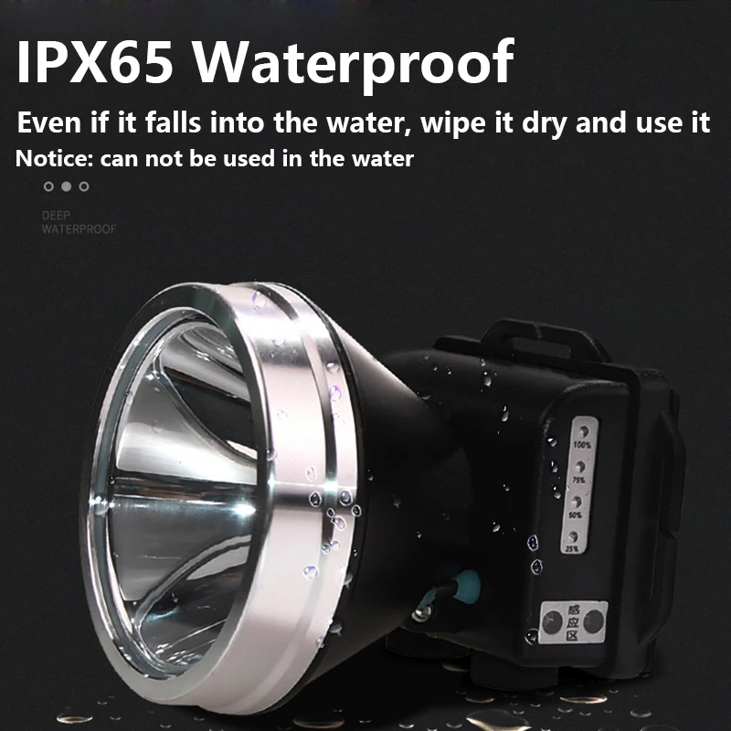 Farol LED poderoso com sensor de movimento, lanterna recarregável USB, lanterna poderosa, tocha cabeça biking, 500 metros