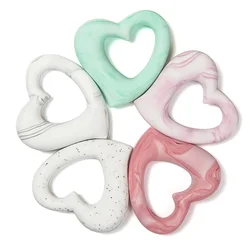 Cute-Idea 1pc silicone crooked heart shaped teether Pendant necklace braceket handmade hanging toy baby gift Teething pacifier