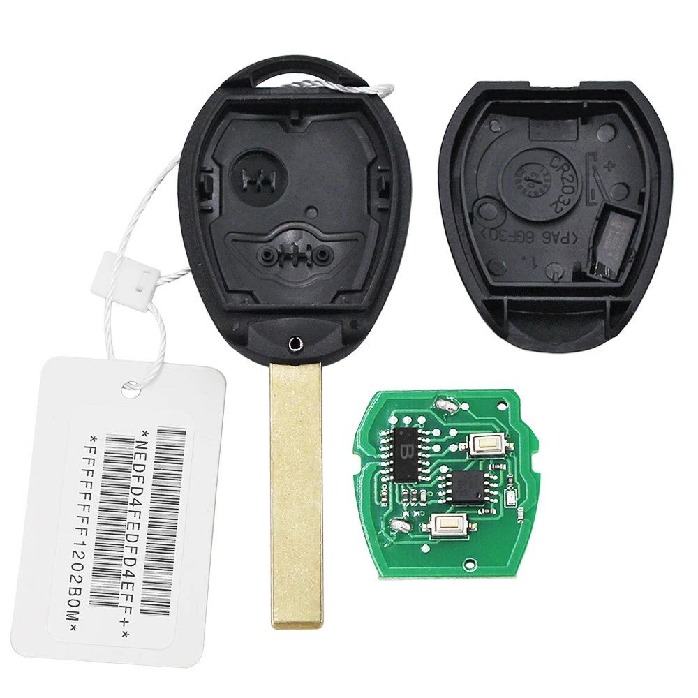 2 Buttons Remote Key Fob 433MHZ with ID73 PCF7930 Chip for Mini Cooper Rover 75 2001-2005 with Code