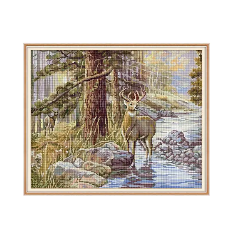 

Stag cross stitch kit Square Round Drill stitching embroidery DIY handmade needlework