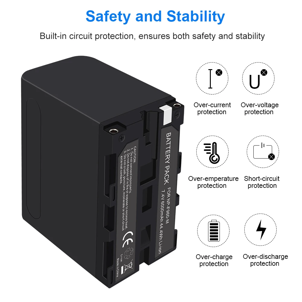 PALO NP-F960 NP-F970 NP-F960pro npf960 f970 USB camera battery 7.4V 6000mAh For Sony NP-F970pro PLM-100 MC1500C L50