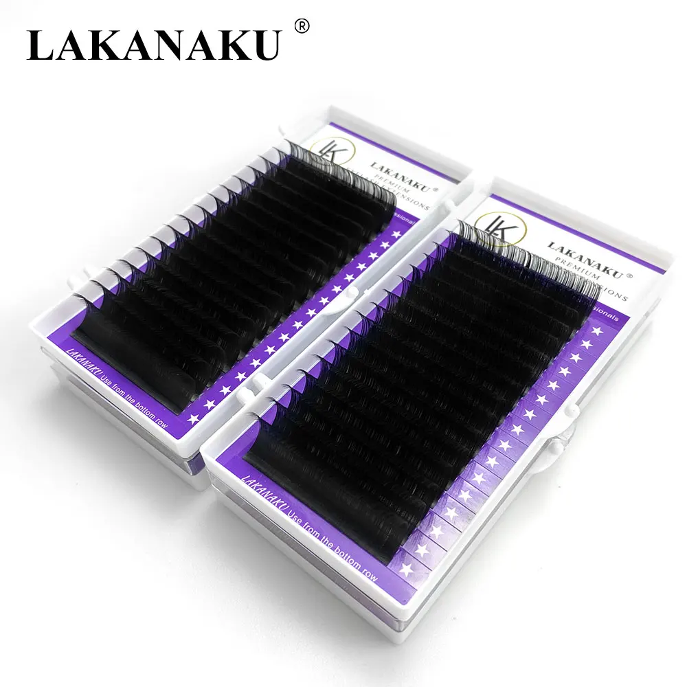 LAKANAKU Soft Super Matte Individual Volume Eyelashes Extensions Individual Lashes Fluffy Classic Lash Extensions Trays