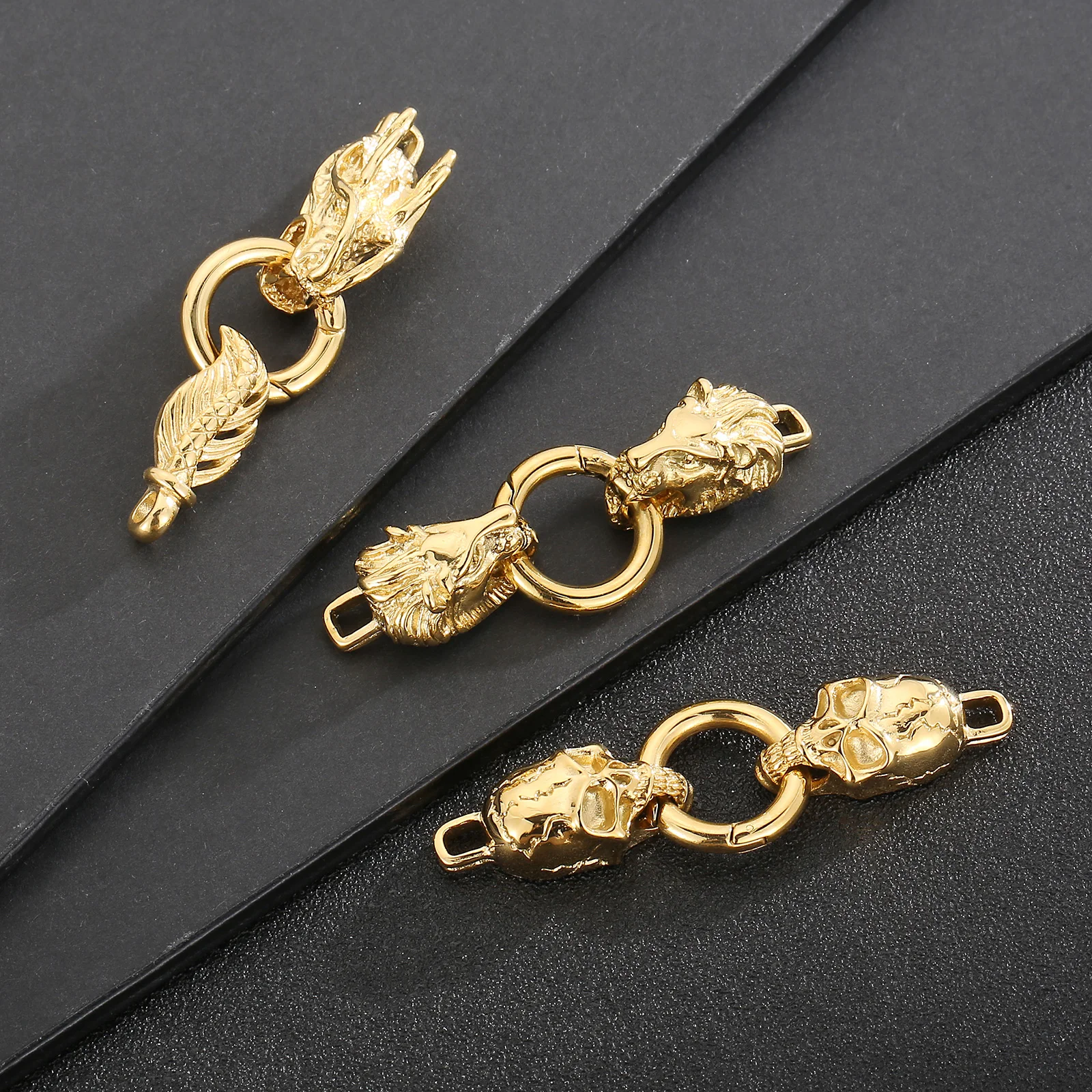 Stainless Steel Skull Clasps Supplies For Jewelry Necklace Bracelets Hand Made Dragon Connected Clasps DIY Jewelry Making