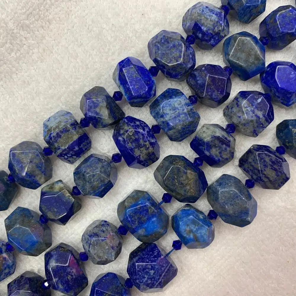 16-18mm Oval Faceted Lapis Lazuli Stone Natural Gemstone DIY Loose Beads For Jewelry Making Strand 15