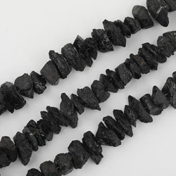 15.5''/Strand,Natural Black Tourmaline Gemstone Drilled Irregular Nugget Loose Beads,Cut Chunky Stone Spacer Bracelet Making