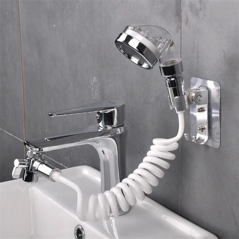 

Kitchen Bathroom Sink Water Faucet External Shower Head Toilet Flush Extension Tap Small Nozzle Wash Hair Shower With Holder