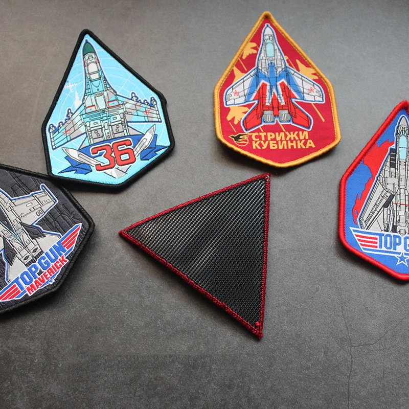 TOP GUN F18 F14 Fighter Embroidery Patches SU27 MIG 29 Boom H-6K J20 J15 Outdoor Tactics Badge Russian Flying Armband for Bag