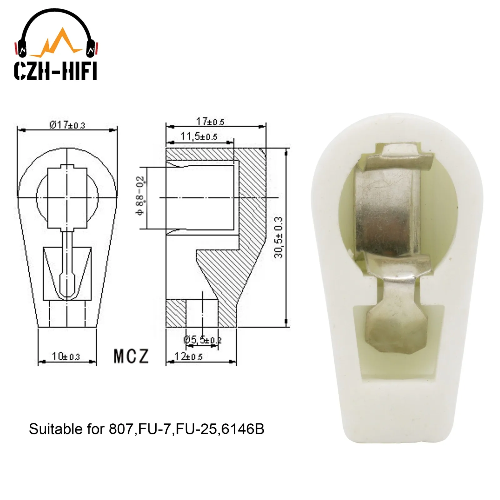10 stücke Keramik Vakuum Rohr Anode Platte Kappe Hut für 813,811,572B,FU-5,807,FU-7,FU-25,6146B,EL504 FU-519 EF37 6P13P, 6Z18,1625 – Detail 5