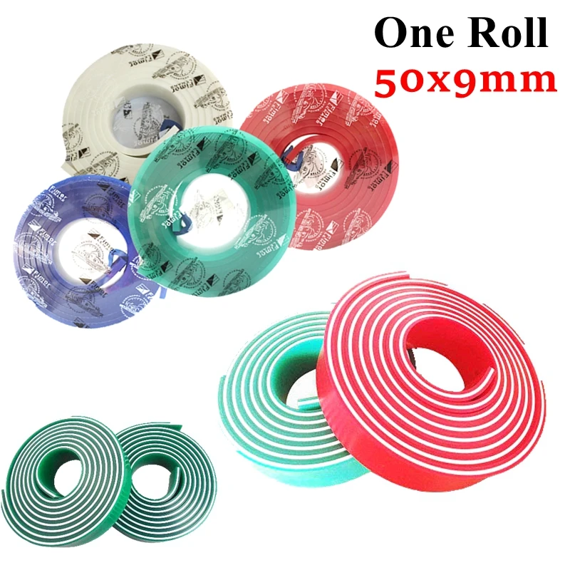 

50mm*9mm One Roll Flat Sharp 3.66M Head Silk Screen Printing Squeegee Rubber Screen Printing Squeegee Blade Ink Scraper Board