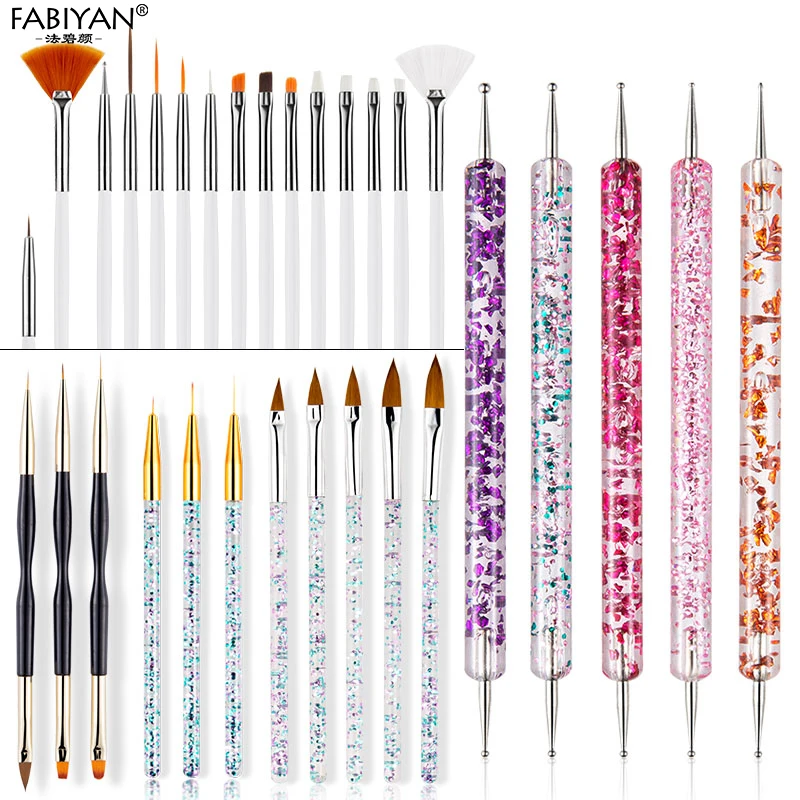 

Nail Art Acrylic Thin Liner Brushes Dotting Pen Extension UV Gel Nail Polish Painting Drawing Tool Manicure Set