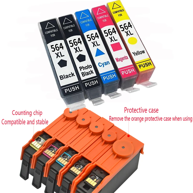 HTL 564XL Ink Cartridge for hp 564xl 564 compatible for HP Photosmart B8550 C6324 C310a C410 6510 D5460 7510 B209a 4610 3070A