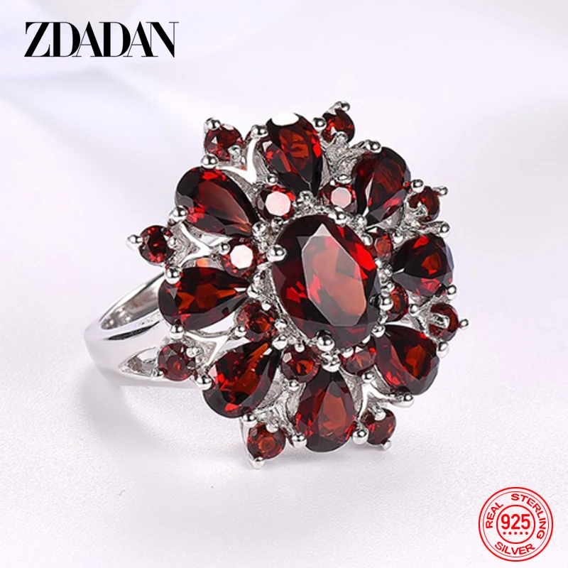 ZDADAN 925 Sterling Silver cyrkon pierścionki dla kobiet urok biżuterii ślubnej