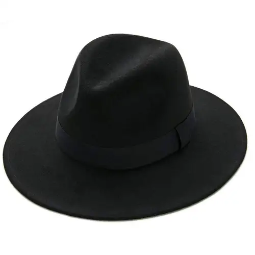 Imagen 2 del producto Envío Gratis sombrero fedora negro unisex ala ancha jazz sombrero de copa Otoño Invierno clásico elegante sombrero de Panamá sombrero de caballero al por mayor