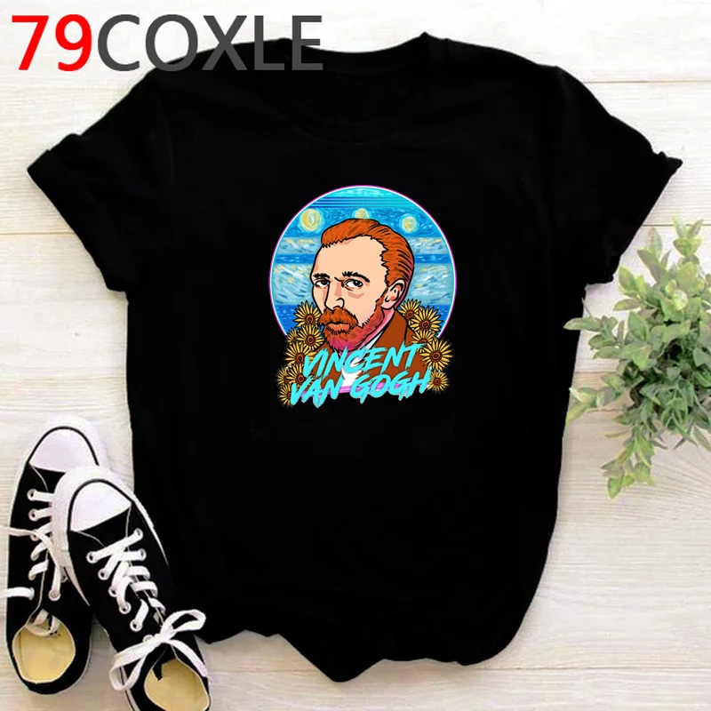 Aesthetic Van Gogh T Shirt Women Kawaii Cartoon Cute Grunge T-shirt Vintage Starry Night Graphic Tees Ulzzang Streetwear Female