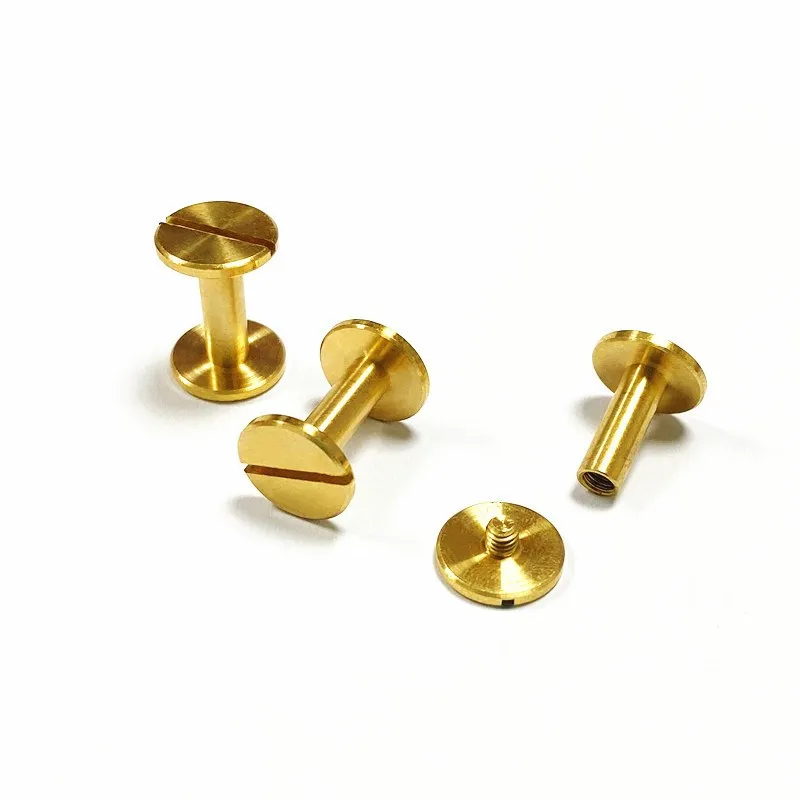 4-20MM 10Pcs Solid Brass plane Button Stud Screw Nail Rivet Screw Back Leather Belt for Sewing Handmade DIY Accessories Material