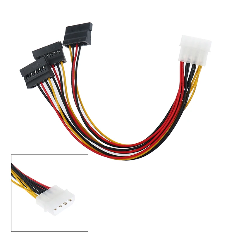 1pc 4Pin IDE Molex To 3 ATA SATA Power Splitter Extension Cable Connectors Hard Drive Power Cord