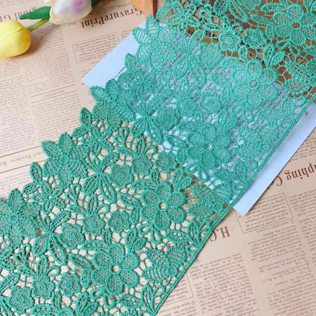 18cm Wide Exquisite Green Water Soluble Embroidery Lace Accessories Scarf Clothing Cheongsam Home Fabric Decoration Materials