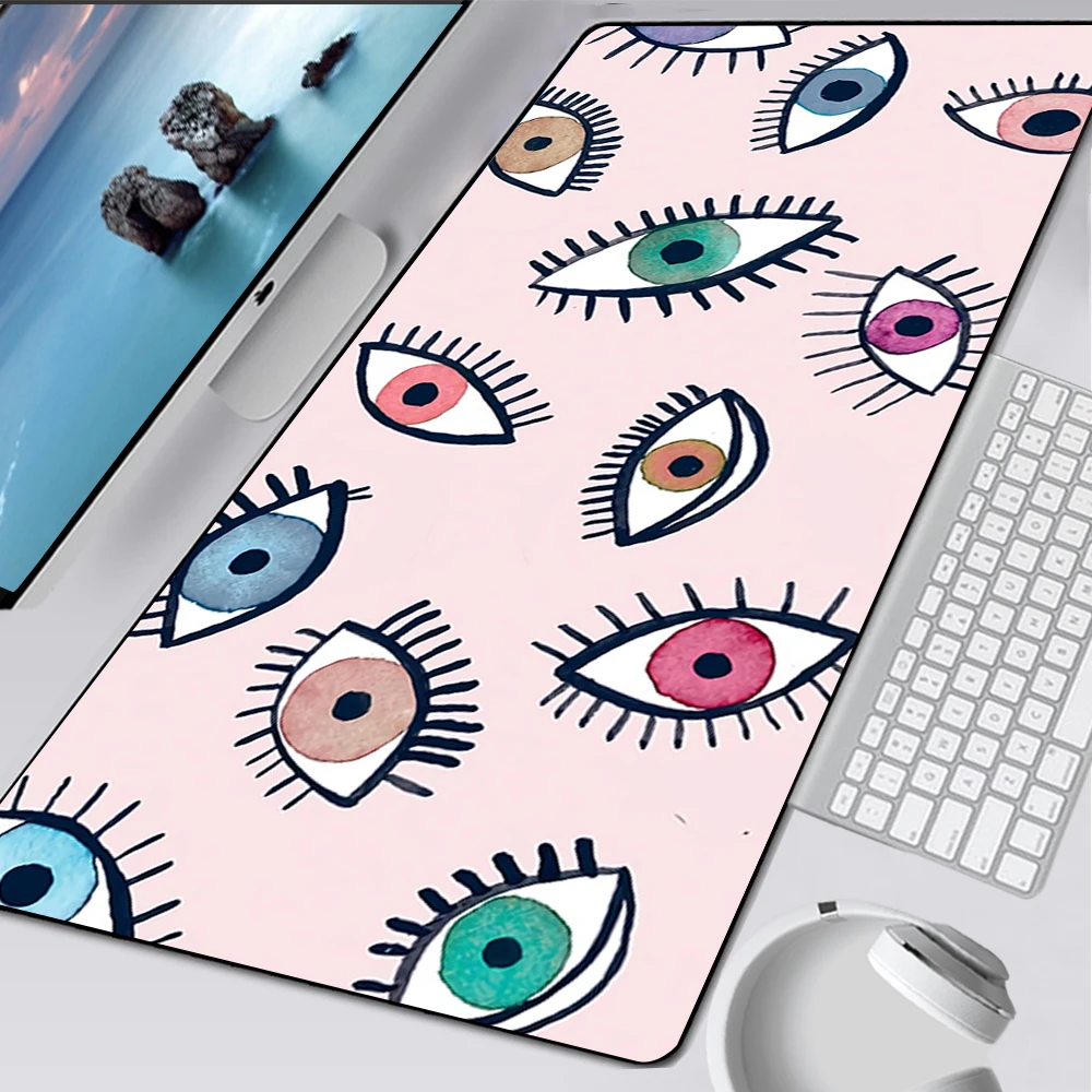 Large Gaming Mouse Pad Computer Mousepad PC Gamer Mouse Mat Laptop Mausepad Anime Evil Eyes Pattern Carpet Keyboard Mat Desk Pad