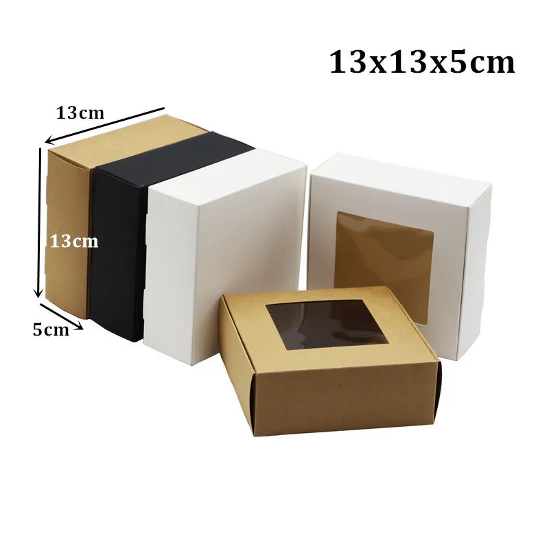 

13x13x5cm Handmade Soap Box Kraft Paper Box Brown Cardboard White Craft Paper Gift Box Black Packaging Jewelry Boxes