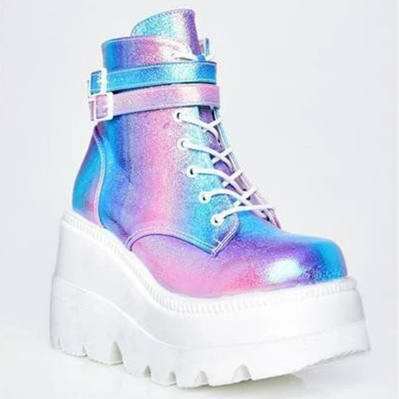 

Women's Thick-Soled Large Size High-Top Shoes, Trifle Colorful Casual Women's Large Size Martin Boots Chaussures De Femme 35-43