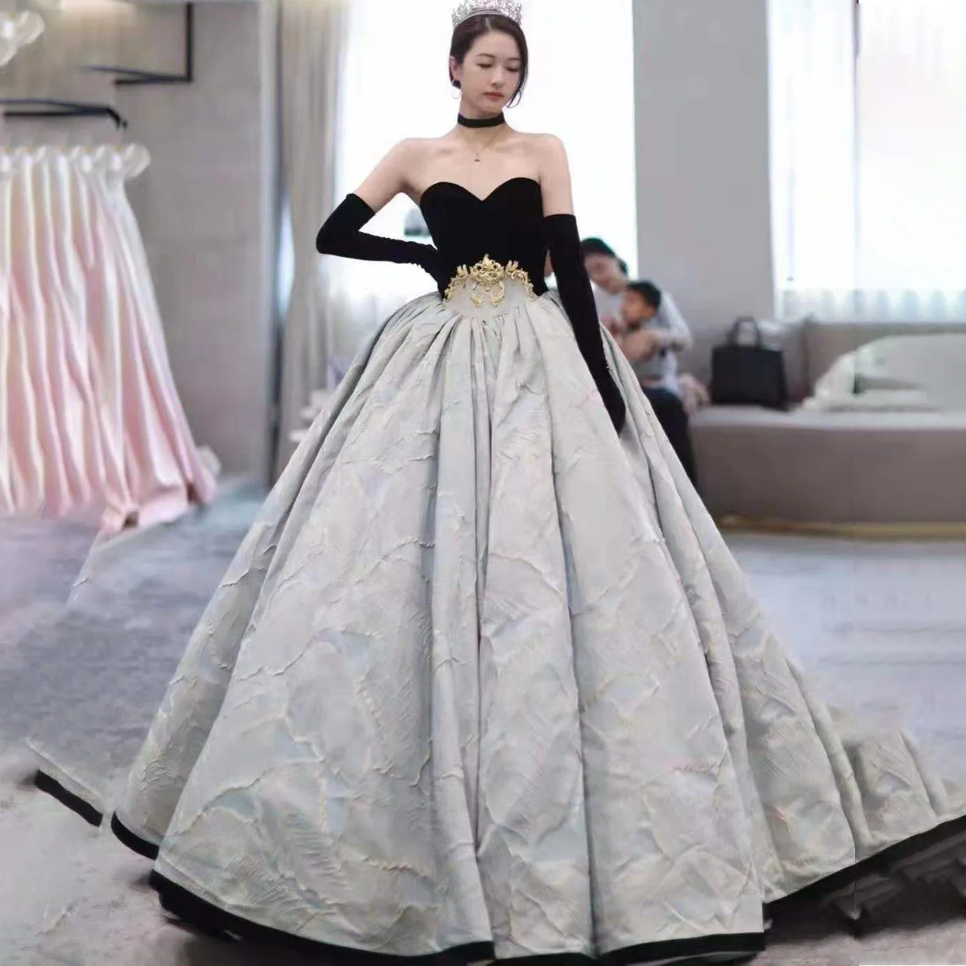 Robe de soirée longue en tissu imprimé, robe bouffante chérie, robe de soirée, grande taille, nouvelle mode, haute qualité, quoi que ce soit, 2022