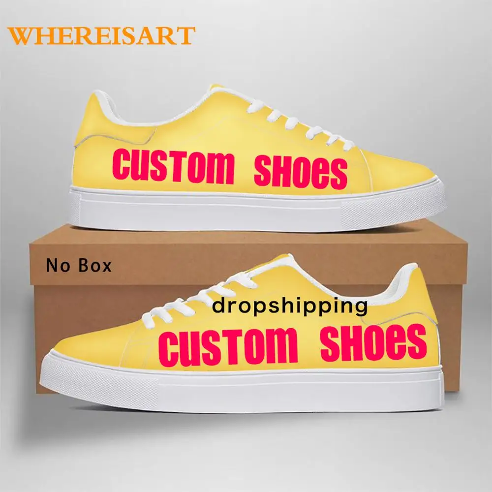 WHEREISART Women Low Top Canvas Shoes Casual Customized Logo Image Spring Autumn Sneakers 2021 Ladies Flats Footwear Dropship