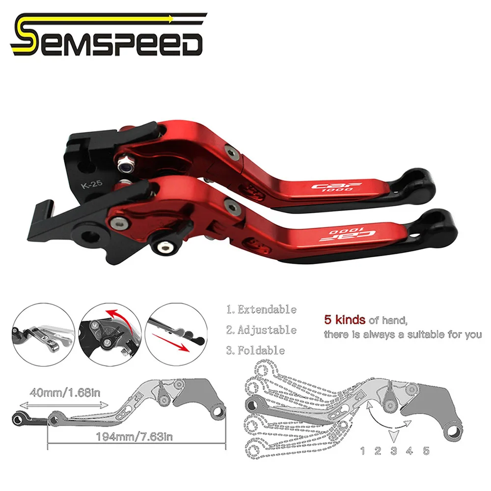 SEMSPEED CBF1000 logo Levers For HONDA CBF1000 CBF 1000 2006 2007 2008 2009 Motorcycle CNC Brake Clutch Levers Handle Grips Ends