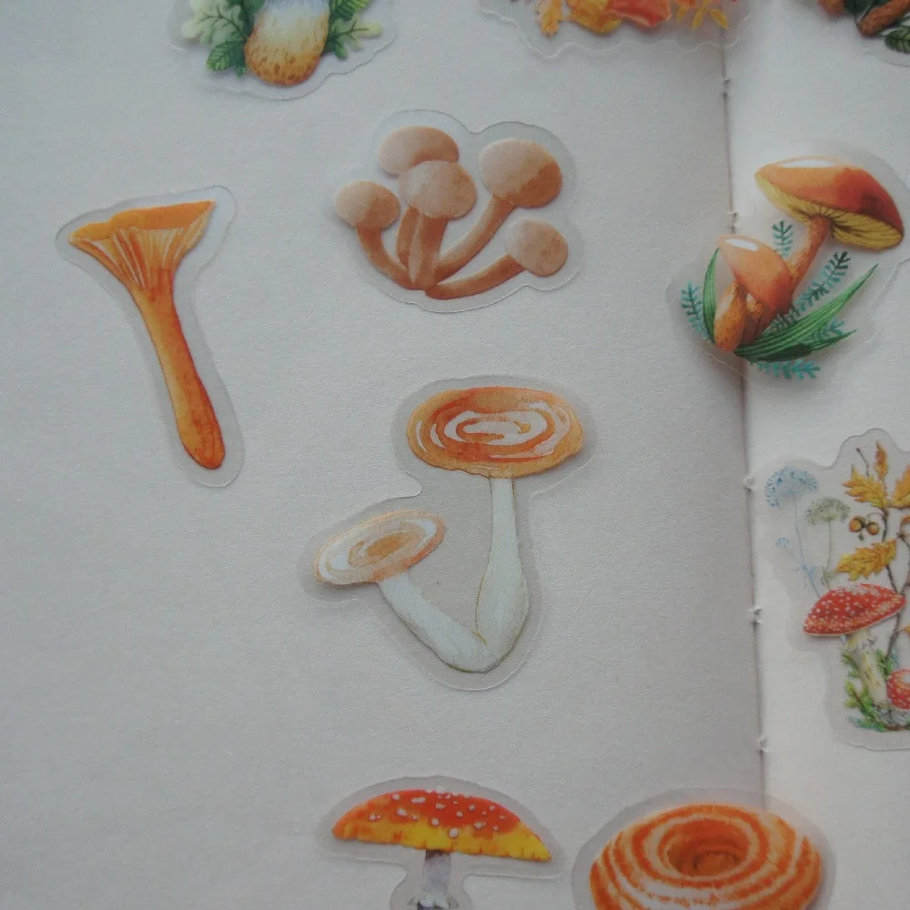 44pcs Autumn Maturity Mushrooms Style Sticker Scrapbooking DIY Gift Packing Label Decoration Tag