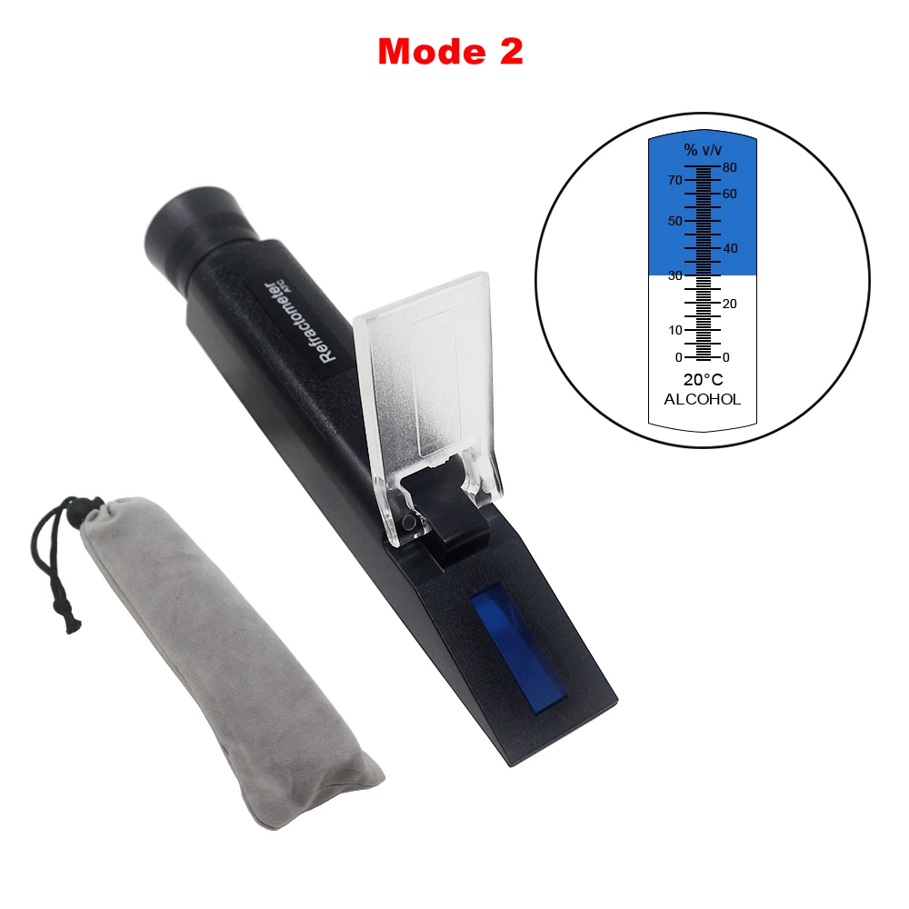 Portable Refractometer Alcohol Content Tester 0-80% V/V ATC Refractometer Liquor Concentration Meter