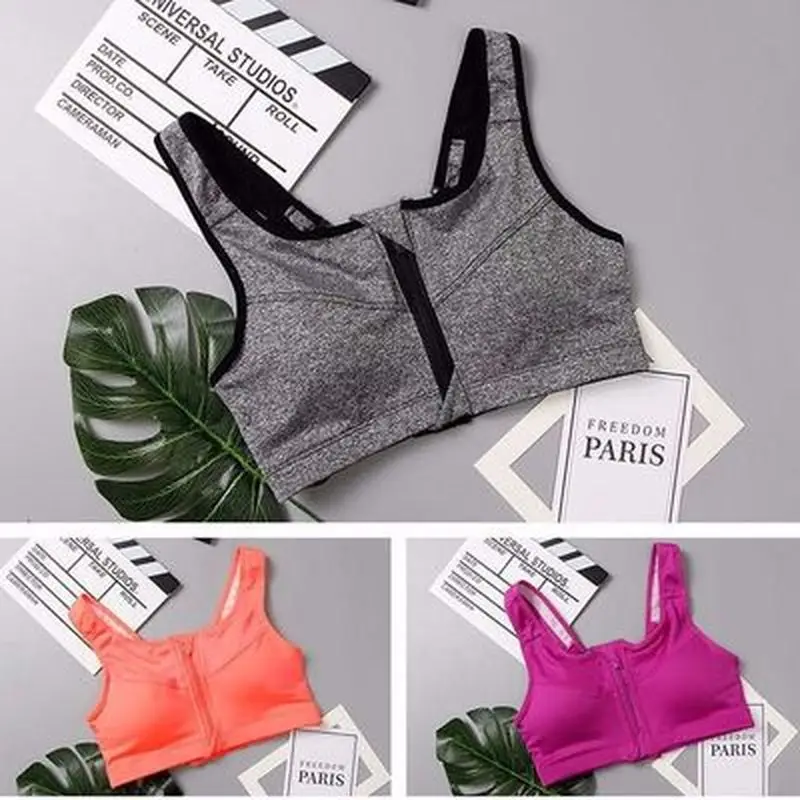 Sports Bras Hot Women Zipper Push Up Vest Underwear Shockproof Breathable Running Yoga Sport Bras