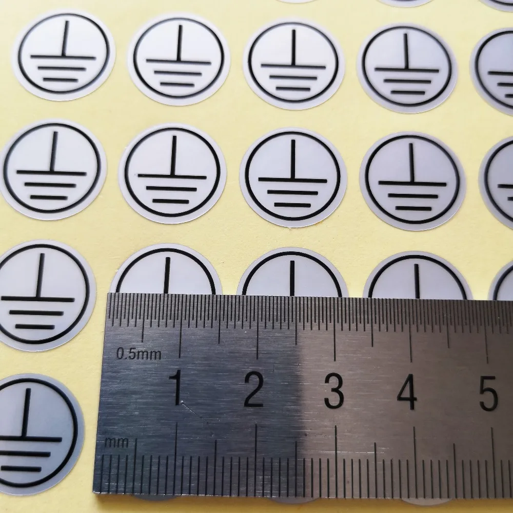 1200 Stück 15 mm GRUNDVERBINDUNG Erdigte Schaltungsanzeige Langlebiger silberner PET-Vinyl-Aufkleber Wasserdichtes Strom-Sicherheitsetikett – Detail 4
