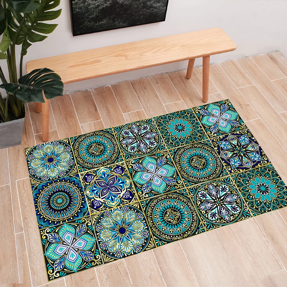 Traumblauer Wandaufkleber im Mandala-Stil mit mattierter Oberfläche, rutschfeste Fliesen-Dekorationsfolie für Fliesen/Boden in Küche, Badezimmer, Kunstwandbild – Detail 5