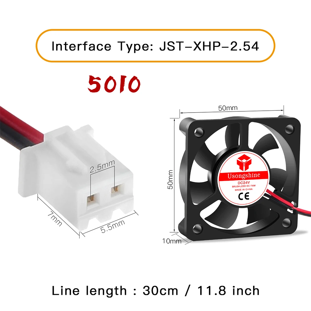 5015/4010/4020 12V/24V Cooling Turbo Fan Brushless 3D Printer Parts 2Pin For Extruder DC Cooler Blower Part Black Plastic Fans