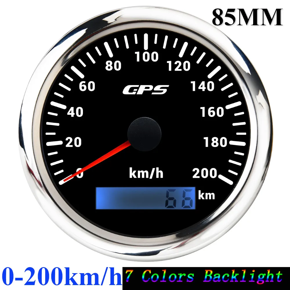 85mm GPS Speedometer Odometer Gauge 0-120MPH 160MPH 120KMH 200kmh with 7Colors Backlight For Car Boat Motorcycle Truck 12V/24V image 3