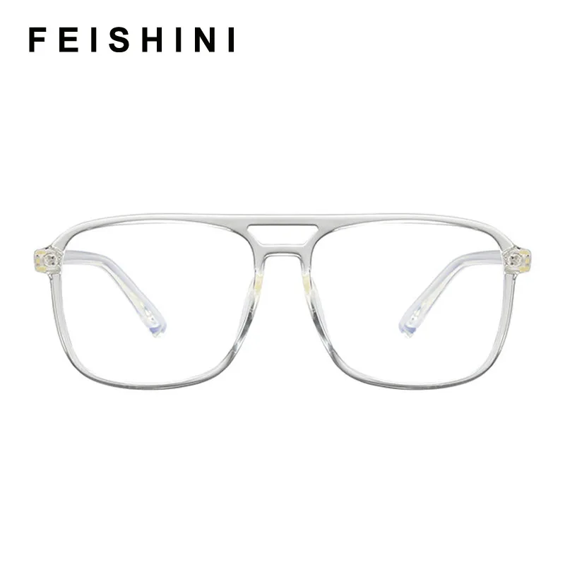 Feishini 2025 نظارات الكمبيوتر أشعة مربعة كبيرة الإشعاع ألعاب نظارات البلاستيك التيتانيوم للجنسين مكافحة الضوء الأزرق النظارات النساء #4