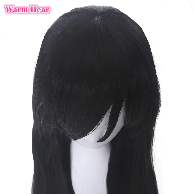 Asagiri Aya Wig Cosplay Hitam Panjang Anime Mahou Shoujo Situs Wig Rambut Sintetis Tahan Panas + Topi Wig